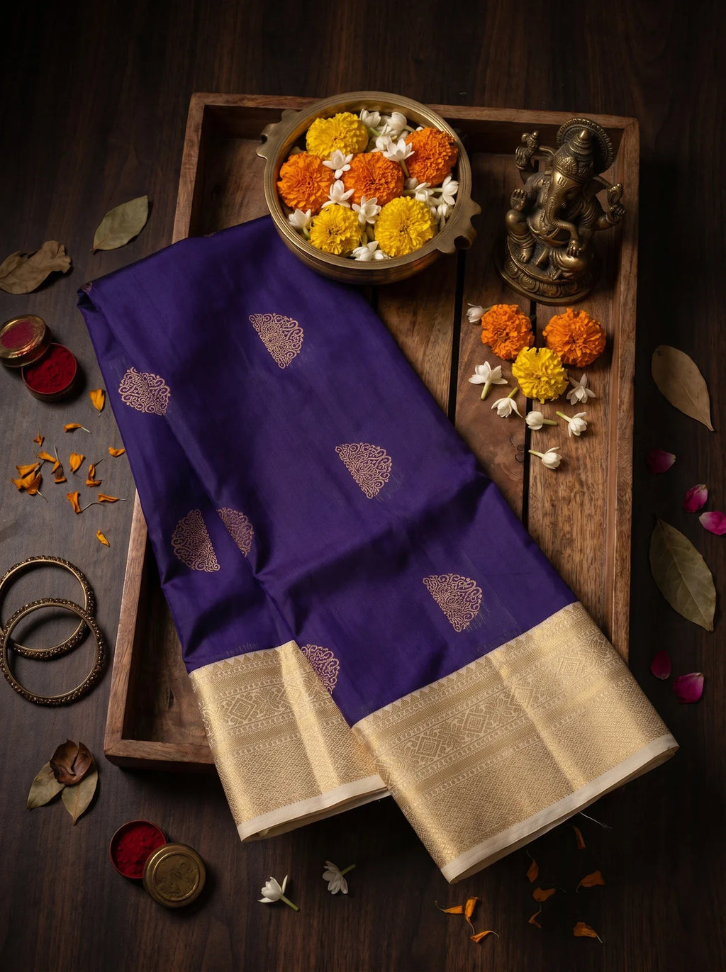 Royal Purple Peacock Motif kanchi Soft Silk Saree